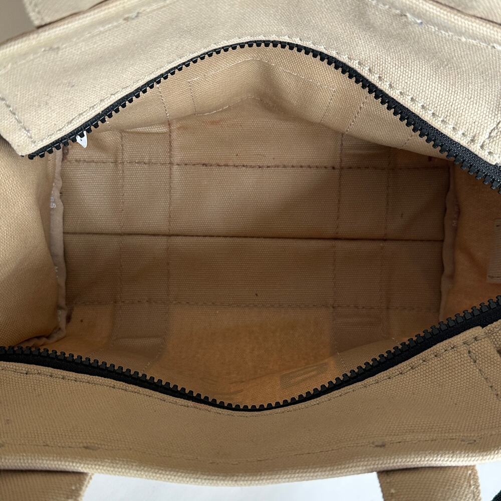Marc Jacobs The Tote Bag Mini Womens Tan Cotton Canvas Crossbody Purse - Picture 6 of 12